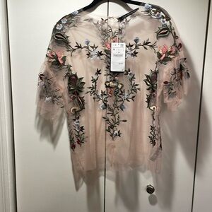 *BRAND NEW* Zara Sheer Embroided Top